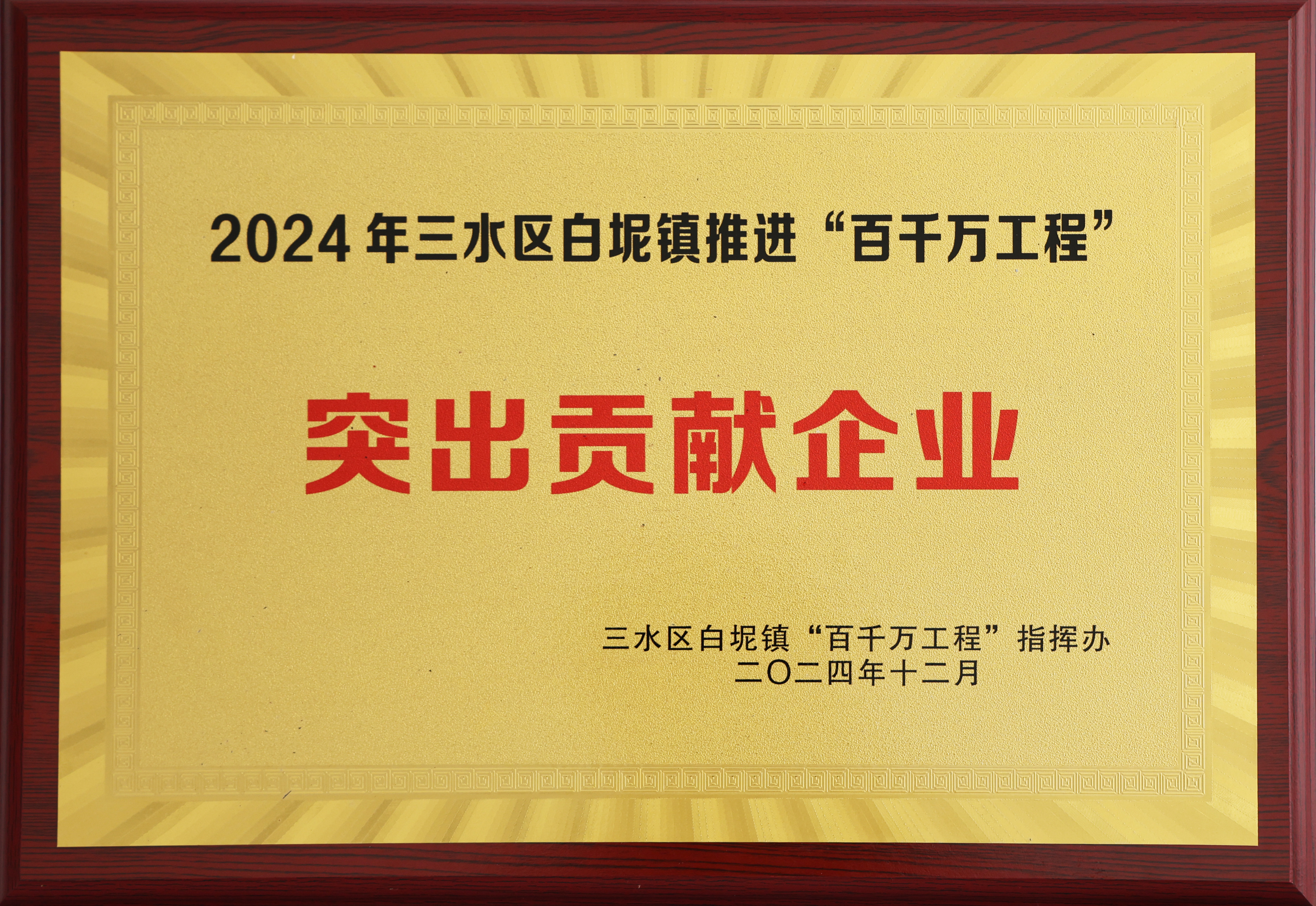 2024三水百千萬(wàn)工程突出貢獻(xiàn)企業(yè)